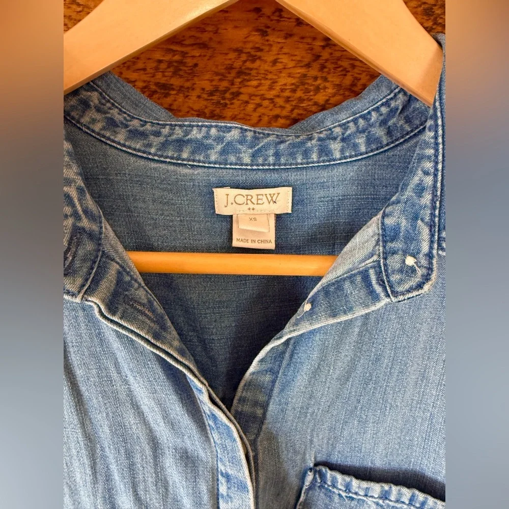 Classic JCrew Denim Sleeveless Shirt Dress - XS - Picture 4 of 8
